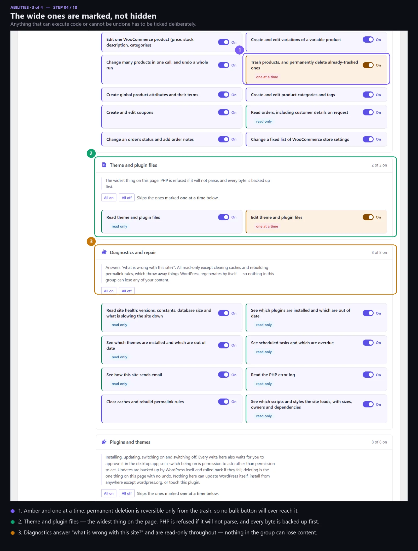 The file-related abilities, held apart from the rest.